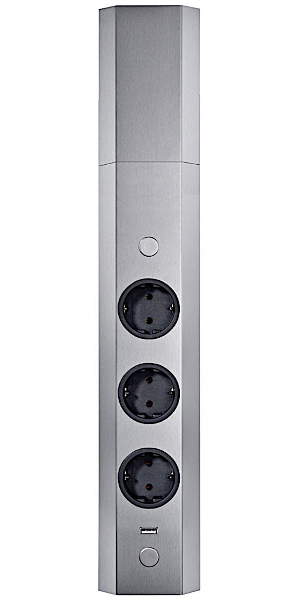 THEBO Energie-Ecksäule ST 3081/3 USB in EDELSTAHL oder SCHWARZ / Mehrfachsteckdose / Ecksteckdose – Bild 3