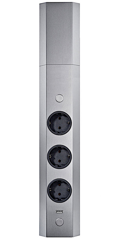 THEBO Energie-Ecksäule ST 3081/3 USB in EDELSTAHL oder SCHWARZ / Mehrfachsteckdose / Ecksteckdose – Bild 3