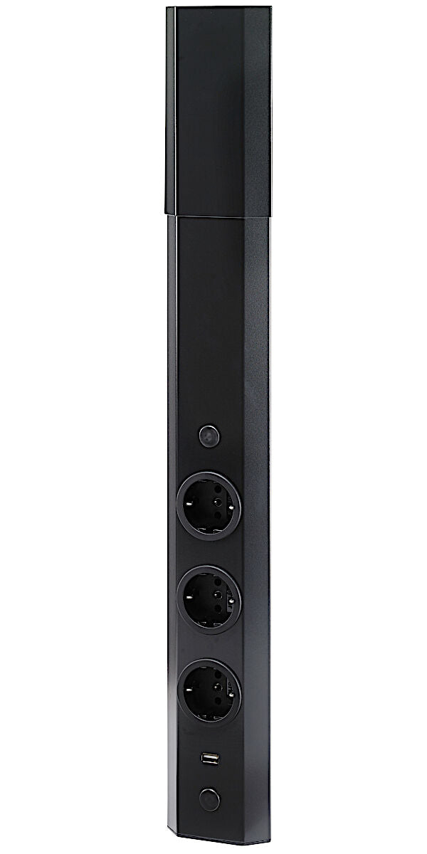 THEBO Energie-Ecksäule ST 3081/3 USB in EDELSTAHL oder SCHWARZ / Mehrfachsteckdose / Ecksteckdose – Bild 7