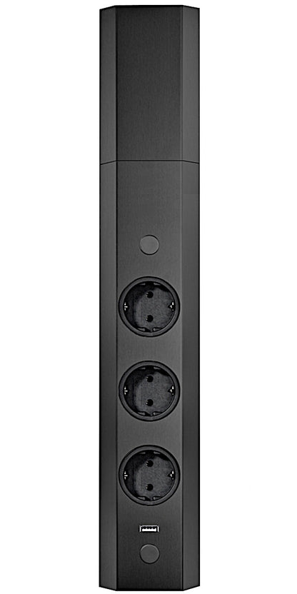 THEBO Energie-Ecksäule ST 3081/3 USB in EDELSTAHL oder SCHWARZ / Mehrfachsteckdose / Ecksteckdose – Bild 10