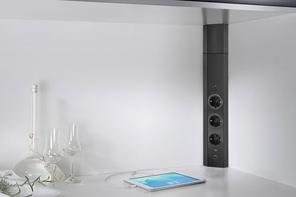 THEBO Energie-Ecksäule ST 3081/3 USB in EDELSTAHL oder SCHWARZ / Mehrfachsteckdose / Ecksteckdose – Bild 8