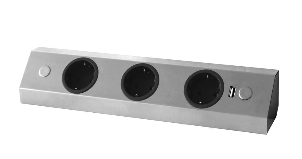 THEBO Energie-Ecksäule ST 3081/320 USB mit drei Schuko-Steckplätzen und USB-Port / Mehrfachsteckdose / Ecksteckdose – Bild 3