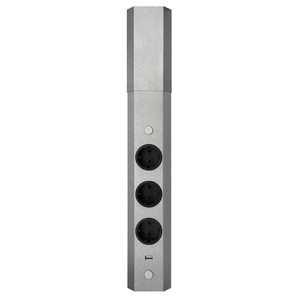 THEBO Energie-Ecksäule ST 3081/3-CH - Schweizer Norm - mit 3 Steckplätzen und USB Ladestation