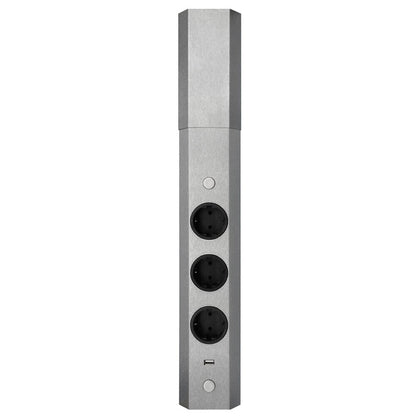 THEBO Energie-Ecksäule ST 3081/3-CH - Schweizer Norm - mit 3 Steckplätzen und USB Ladestation