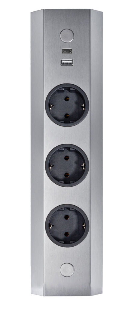 THEBO Energie-Ecksäule ST 3081/320 USB A+C in EDELSTAHL oder SCHWARZ / Mehrfachsteckdose / Ecksteckdose – Bild 3