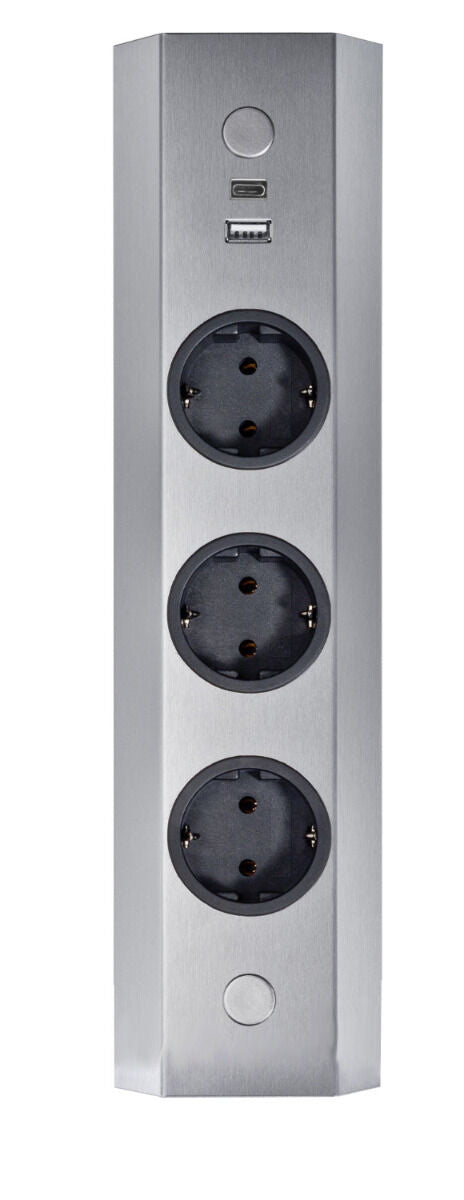 THEBO Energie-Ecksäule ST 3081/320 USB A+C in EDELSTAHL oder SCHWARZ / Mehrfachsteckdose / Ecksteckdose – Bild 3
