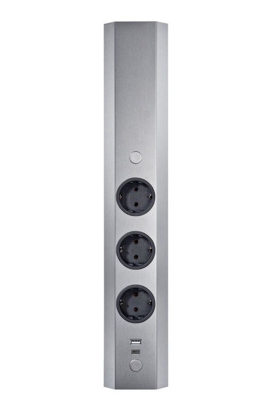 THEBO Energie-Ecksäule ST 3081/3 USB A+C in EDELSTAHL oder SCHWARZ / Mehrfachsteckdose / Ecksteckdose – Bild 3