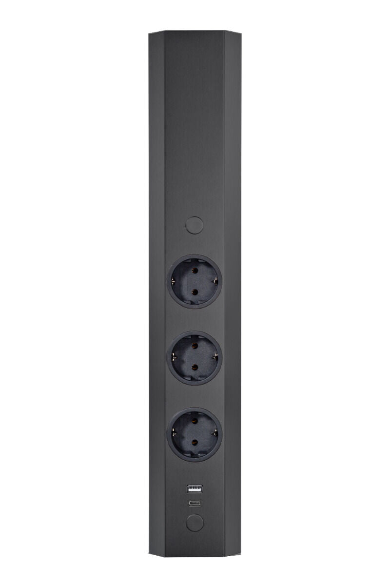 THEBO Energie-Ecksäule ST 3081/3 USB A+C in EDELSTAHL oder SCHWARZ / Mehrfachsteckdose / Ecksteckdose – Bild 6
