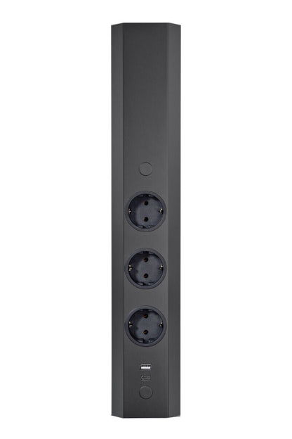 THEBO Energie-Ecksäule ST 3081/3 USB A+C in EDELSTAHL oder SCHWARZ / Mehrfachsteckdose / Ecksteckdose – Bild 6