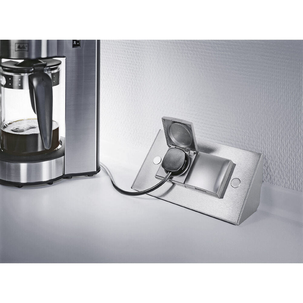 THEBO 2-fach Schuko Steckdosenelement ST 3900 ST/2 mit EDELSTAHL Gehäuse / Mehrfachsteckdose – Bild 3