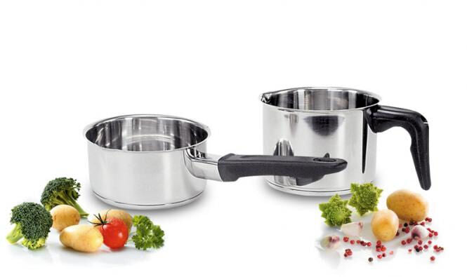 Karl Krüger 2114 Milchtopf mit Ausguss aus Edelstahl 14 cm, Inhalt 1,6 Liter / Milch-Topf / INDUKTION