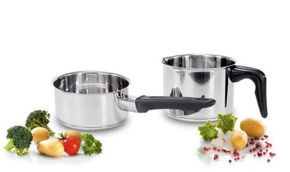 Karl Krüger 2114 Milchtopf mit Ausguss aus Edelstahl 14 cm, Inhalt 1,6 Liter / Milch-Topf / INDUKTION