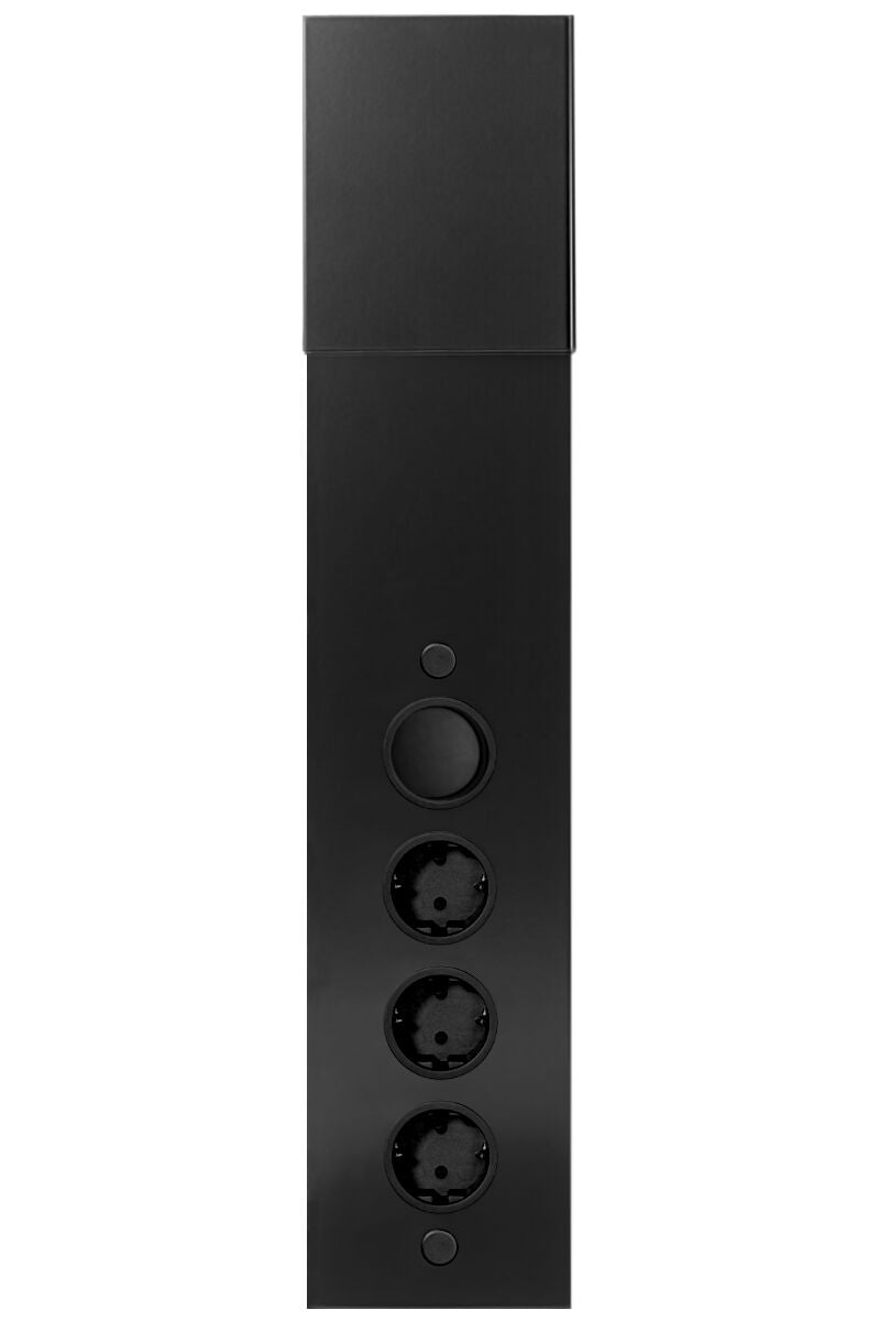 Energie-Ecksäule STS 3007 in SCHWARZ mit 3 Steckplätzen und Schalter für Licht / Mehrfachsteckdose / Ecksteckdose