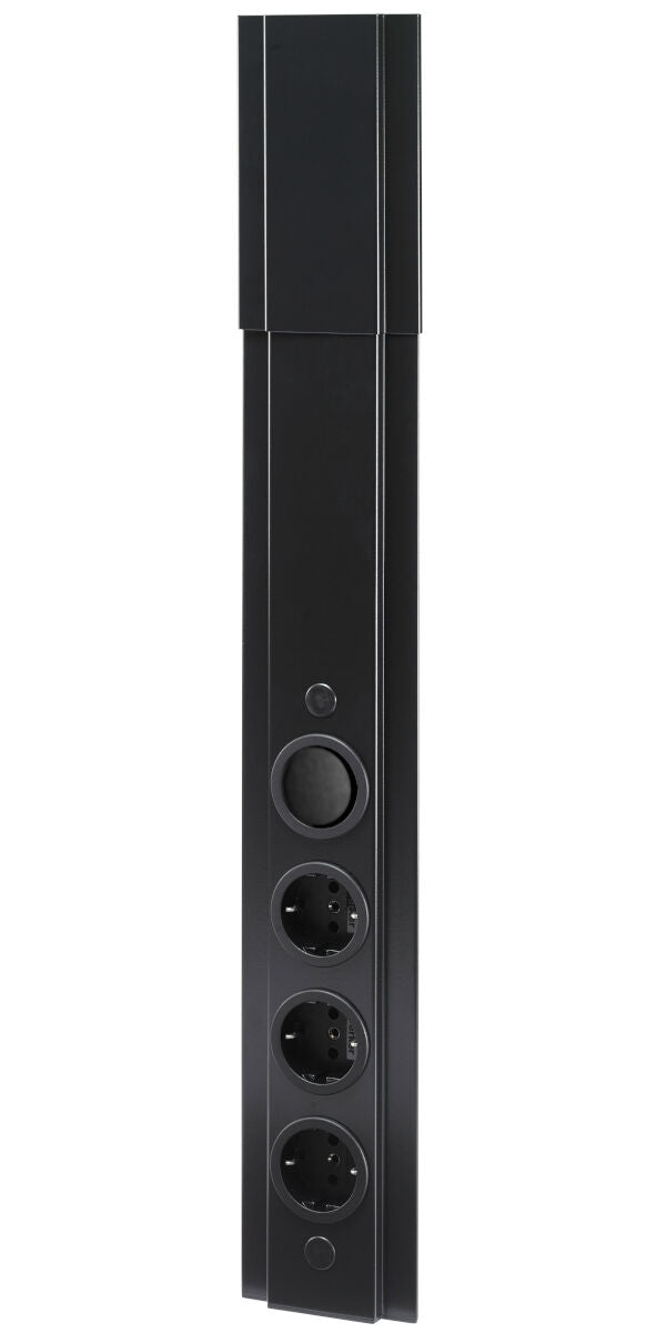 Energie-Ecksäule STS 3072 in SCHWARZ mit 3 Steckplätzen und Schalter / Mehrfachsteckdose / Ecksteckdose – Bild 3