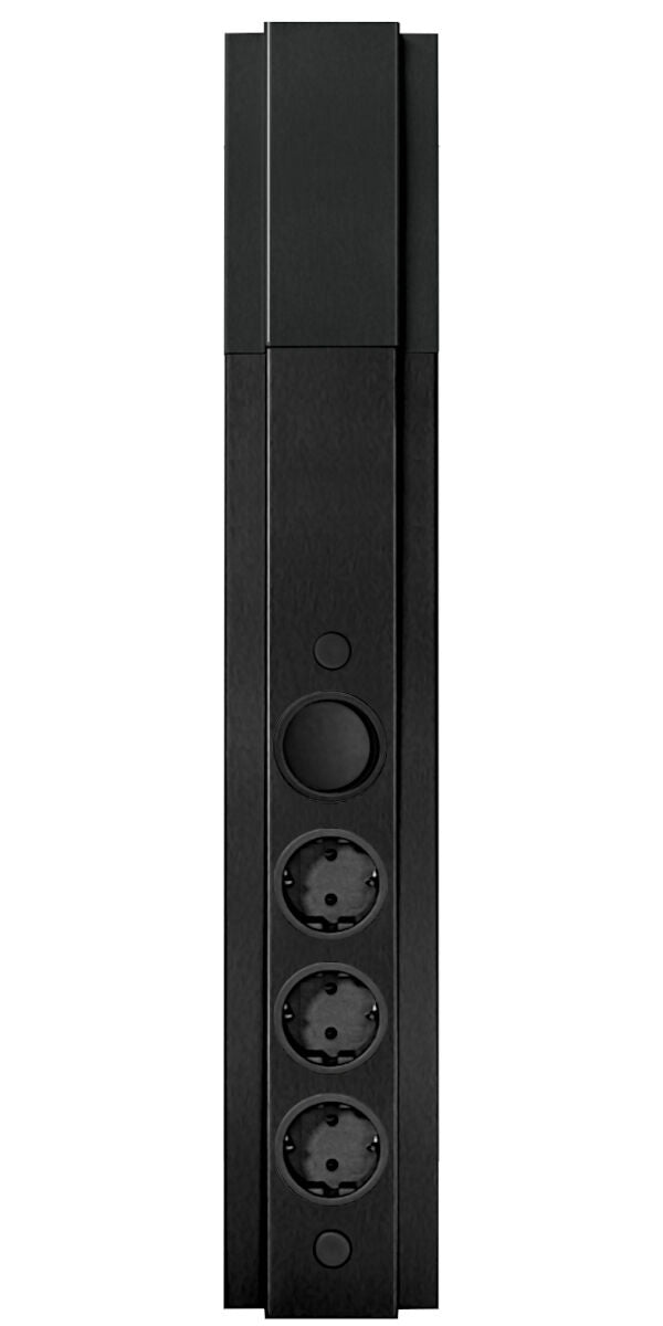 Energie-Ecksäule STS 3072 in SCHWARZ mit 3 Steckplätzen und Schalter / Mehrfachsteckdose / Ecksteckdose