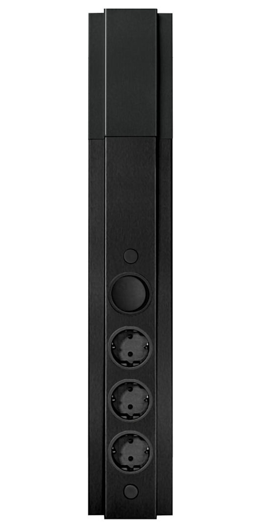 Energie-Ecksäule STS 3072 in SCHWARZ mit 3 Steckplätzen und Schalter / Mehrfachsteckdose / Ecksteckdose