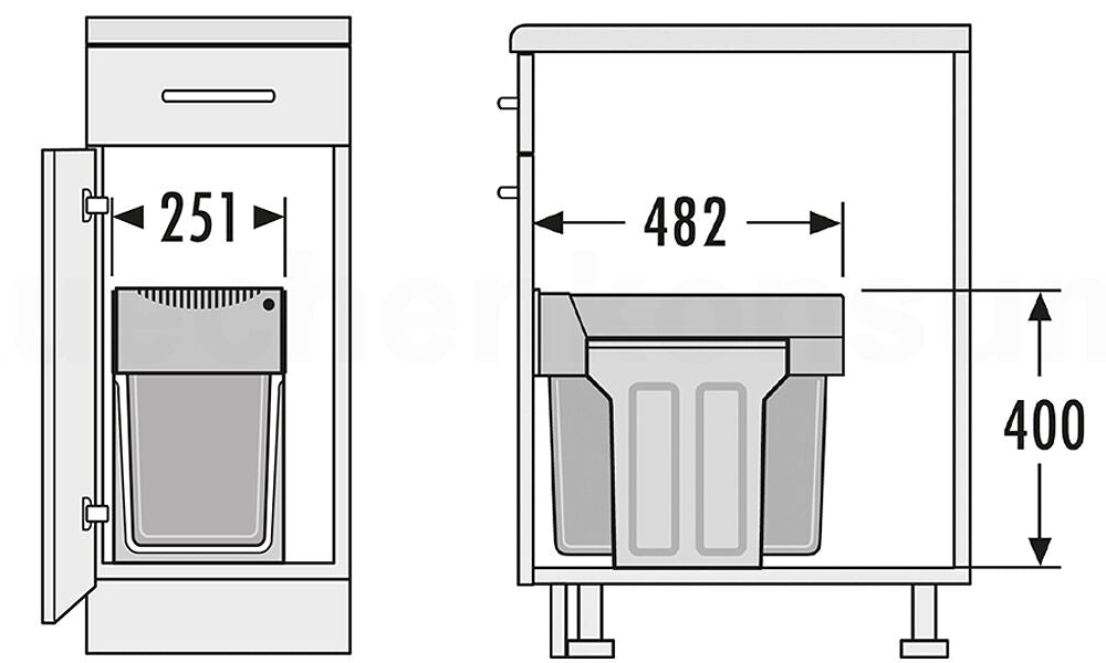 HAILO 3666111 TANDEM Abfallsorter 31 (24+7) Liter ab 30 cm Schrankbreite / Abfalltrennsystem – Bild 2