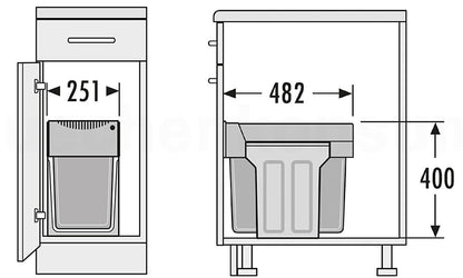 HAILO 3666111 TANDEM Abfallsorter 31 (24+7) Liter ab 30 cm Schrankbreite / Abfalltrennsystem – Bild 2