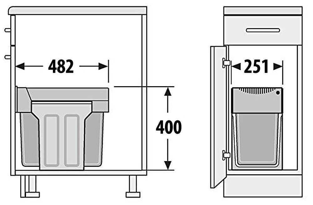 HAILO 3666821 Abfallsorter 30 (2x15) Liter TANDEM ab 30 cm Schrankbreite, hellgrau – Bild 2