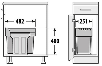 HAILO 3666821 Abfallsorter 30 (2x15) Liter TANDEM ab 30 cm Schrankbreite, hellgrau – Bild 2