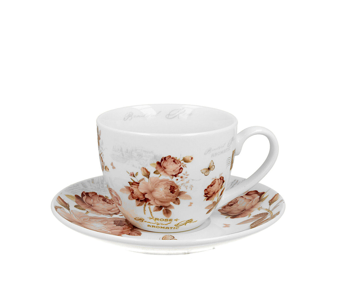 DUO FLORAL Tasse mit Untertasse 250 ml SECESSION, New Bone China Porzellan