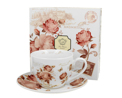 DUO FLORAL Tasse mit Untertasse 250 ml SECESSION, New Bone China Porzellan – Bild 2