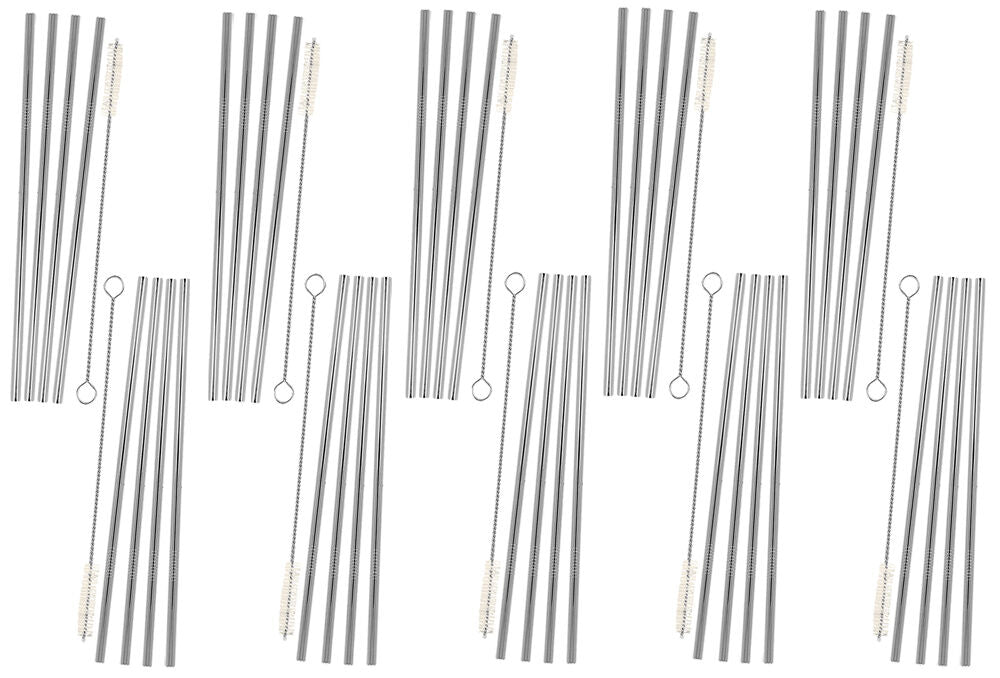 10er SET Metaltex 253180000 Trinkhalme INOX zu je 4 Stk. inkl. Reinigungsbürste / Strohhalme