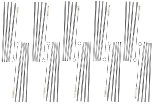 10er SET Metaltex 253180000 Trinkhalme INOX zu je 4 Stk. inkl. Reinigungsbürste / Strohhalme