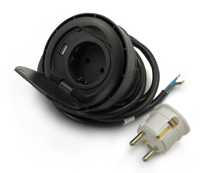 THEBO 1-fach Einbausteckdose ST 08 mit USB / Tischsteckdose – Bild 3