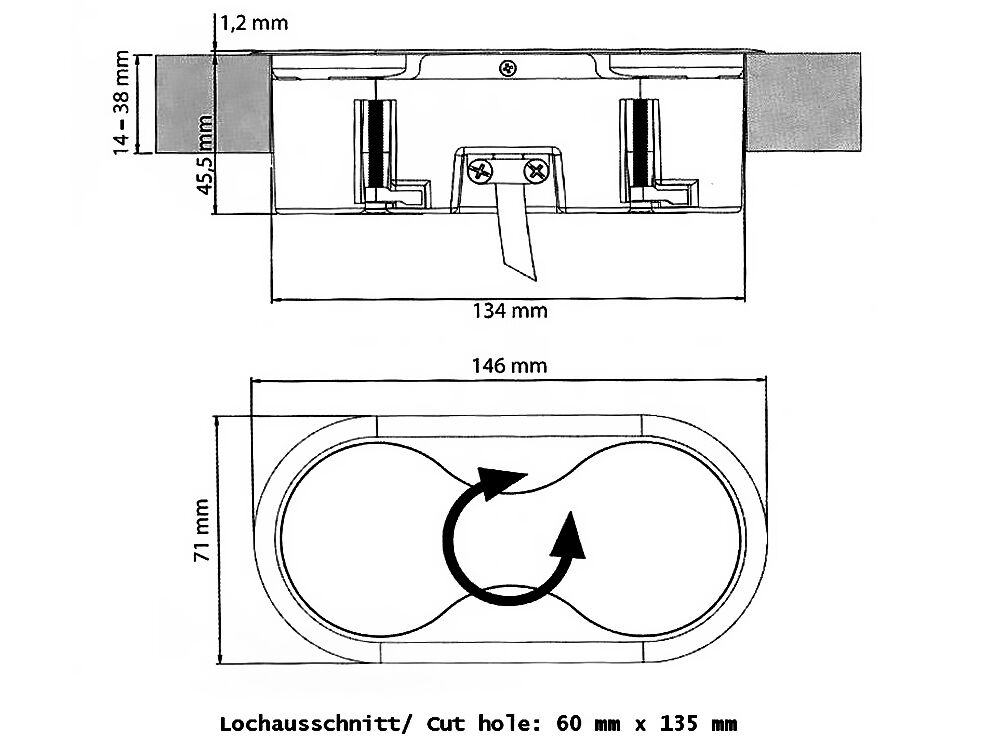 THEBO 2-fach Einbausteckdose ST 09 in Schwarz mit drehbarer Abdeckung / IP20 – Bild 2