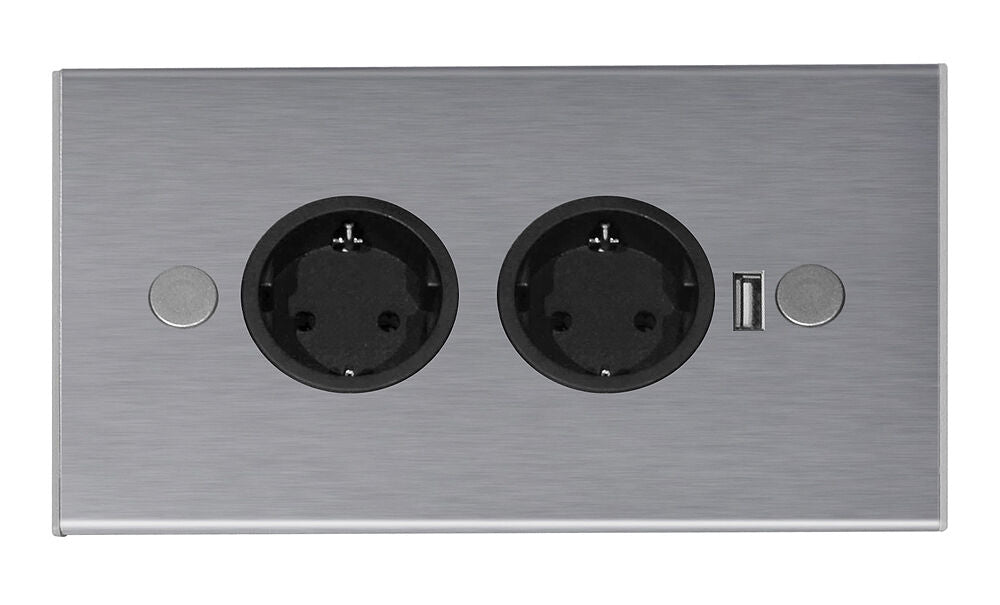 THEBO Steckdosenelement ST 3007/200/2 USB aus Edelstahl / Mehrfachsteckdose