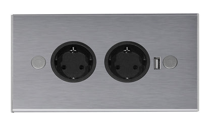 THEBO Steckdosenelement ST 3007/200/2 USB aus Edelstahl / Mehrfachsteckdose