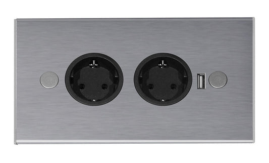 THEBO Steckdosenelement ST 3007/200/2 USB aus Edelstahl / Mehrfachsteckdose