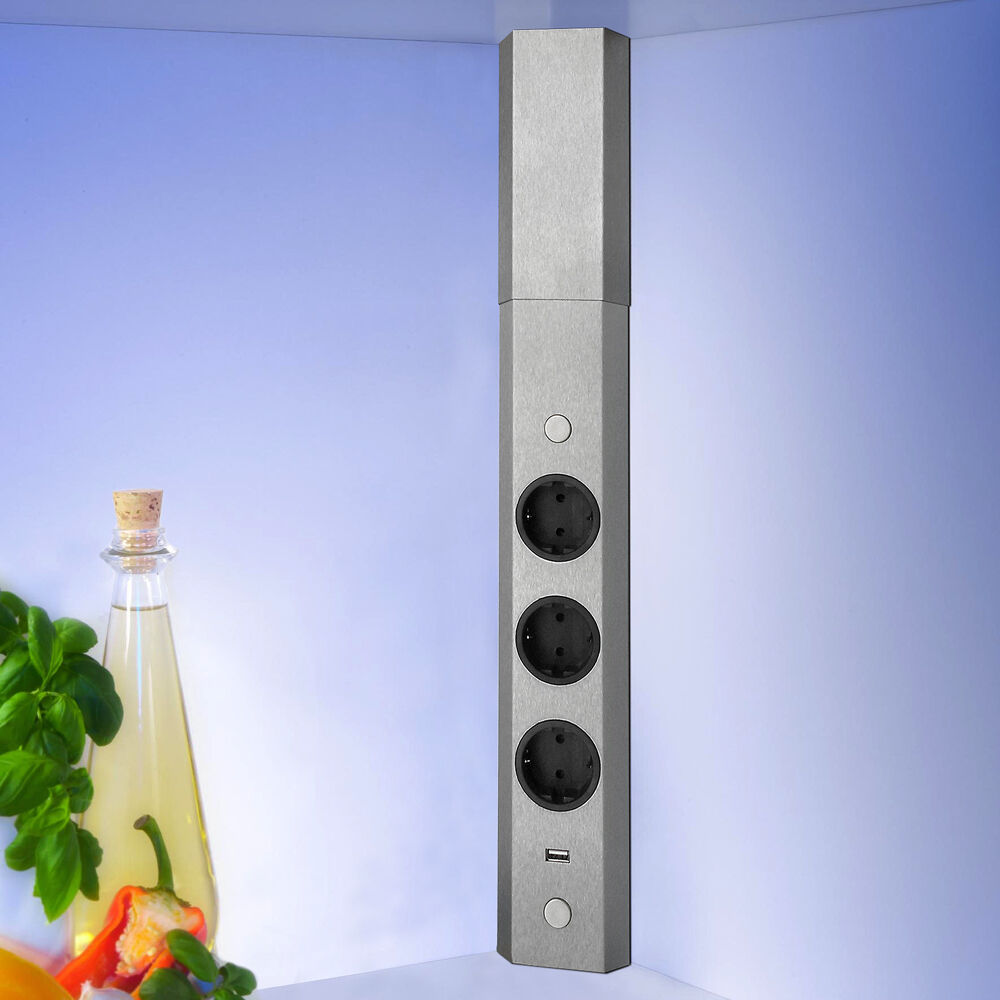 THEBO Energie-Ecksäule ST 3081/3-CH - Schweizer Norm - mit 3 Steckplätzen und USB Ladestation – Bild 3