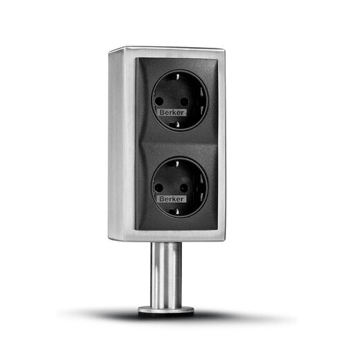 THEBO-Licht Kochinselsteckdose KI-ST/2 aus Edelstahl mit zwei vertikalen Anschlüssen / Inselsteckdosen /…