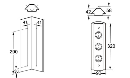 THEBO Energie-Ecksäule ST 3072/320/3 USB aus Edelstahl mit 3 Steckplätzen – Bild 2