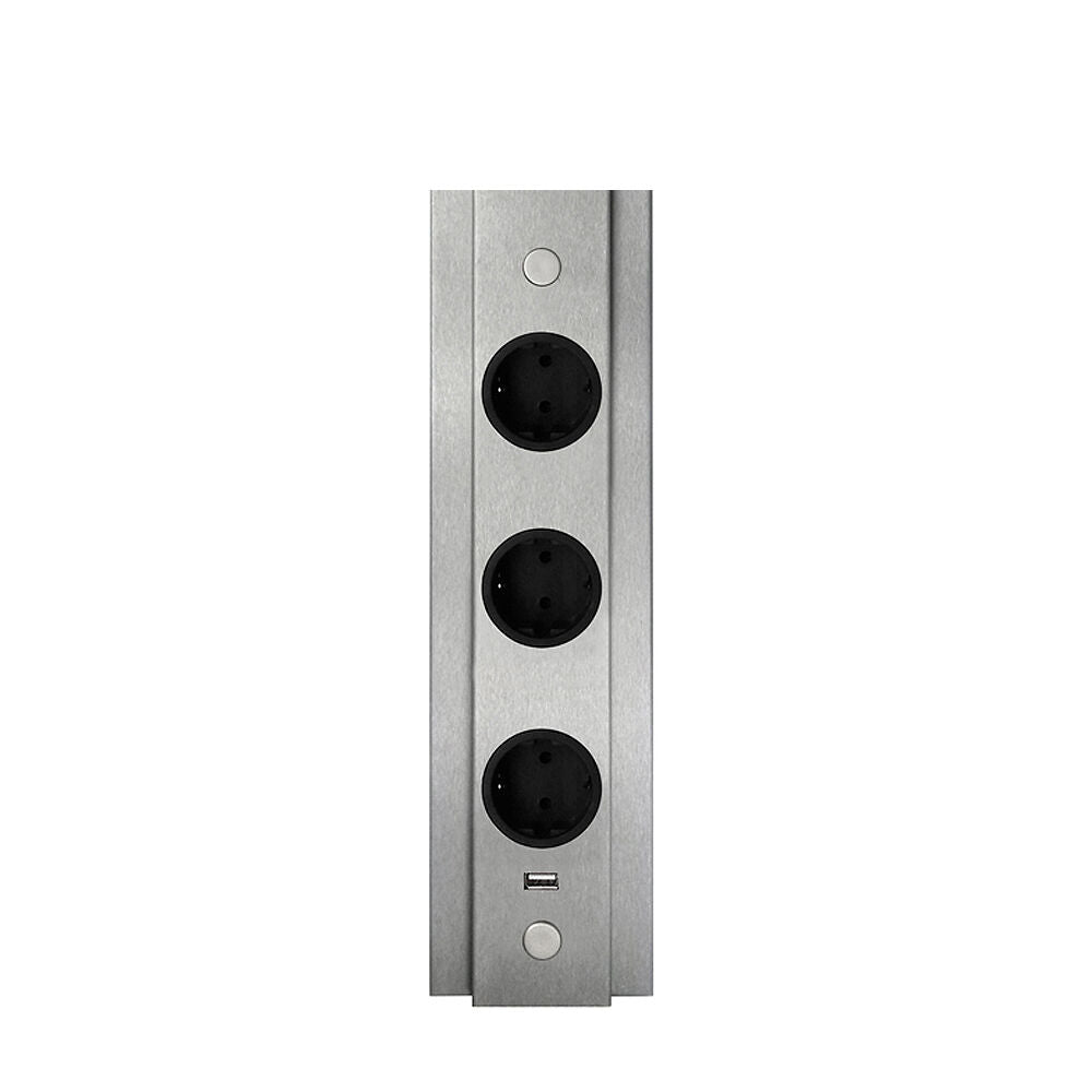 THEBO Energie-Ecksäule ST 3072/320/3 USB aus Edelstahl mit 3 Steckplätzen