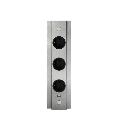 THEBO Energie-Ecksäule ST 3072/320/3 USB aus Edelstahl mit 3 Steckplätzen