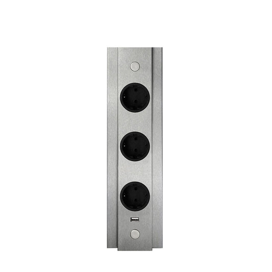 THEBO Energie-Ecksäule ST 3072/320/3 USB aus Edelstahl mit 3 Steckplätzen
