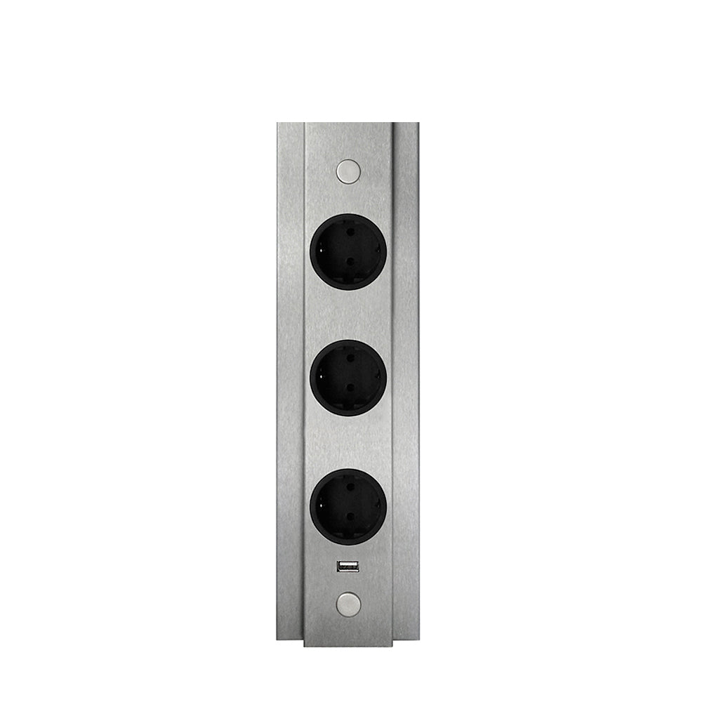 THEBO Energie-Ecksäule ST 3072/320/3 USB aus Edelstahl mit 3 Steckplätzen