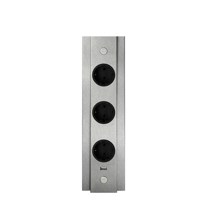 THEBO Energie-Ecksäule ST 3072/320/3 USB aus Edelstahl mit 3 Steckplätzen