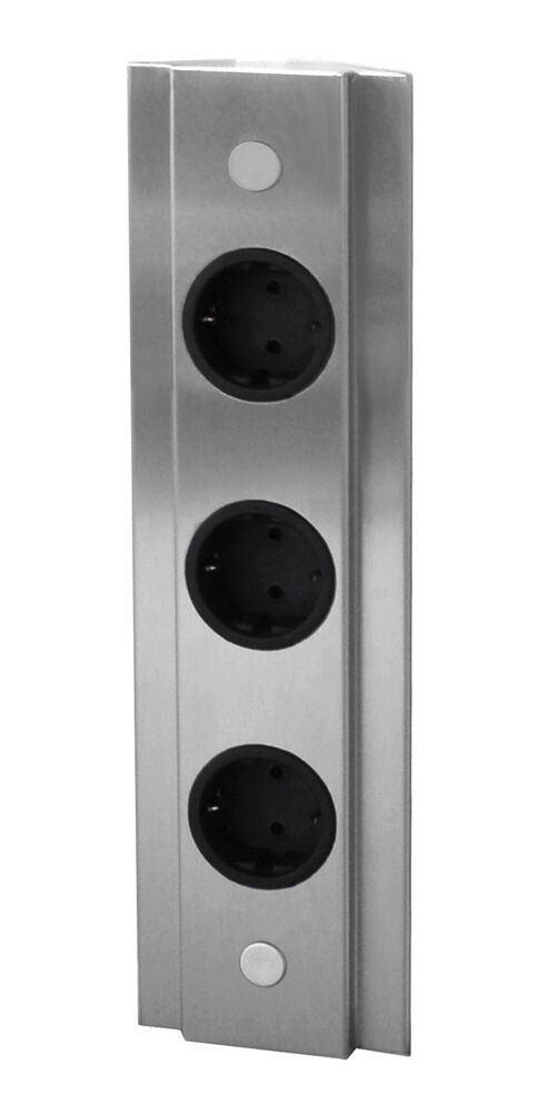THEBO Energie-Ecksäule ST 3072/320/3 aus Edelstahl mit 3 Steckplätzen / Schuko-Steckdose