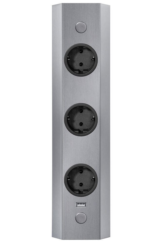 THEBO Energie-Ecksäule ST 3081/320 USB mit drei Schuko-Steckplätzen und USB-Port / Mehrfachsteckdose / Ecksteckdose