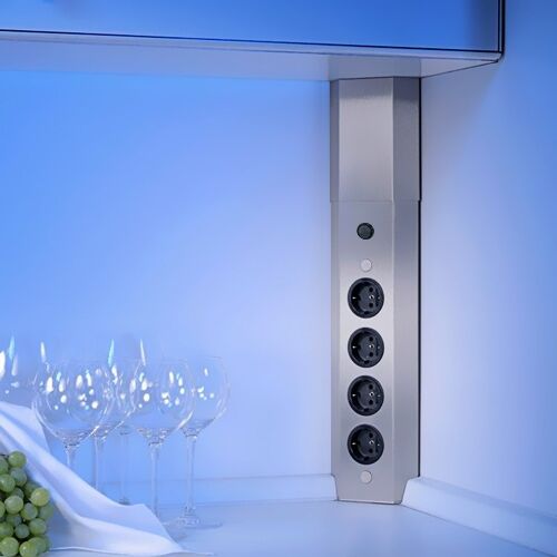 Thebo-Licht Energie-Elektrosäule STS 3008 aus Edelstahl mit 4 Steckplätzen und Mini-Schalter / Ecksteckdosen /… – Bild 3