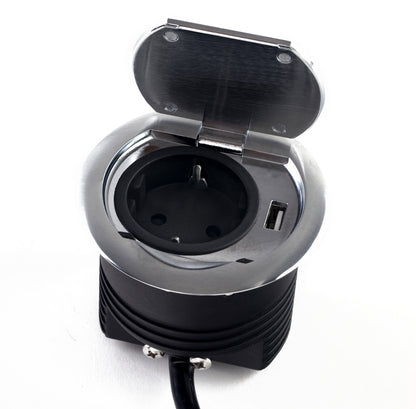 THEBO 1-fach Einbausteckdose ST 08 mit USB / Tischsteckdose