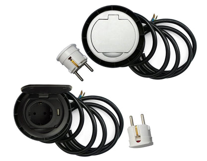 THEBO 1-fach Einbausteckdose ST 08 mit USB / Tischsteckdose