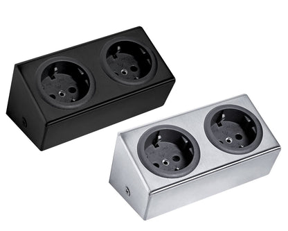 THEBO Steckdosenelement ST 3050 ST/2 in EDELSTAHL oder SCHWARZ / Mehrfachsteckdose
