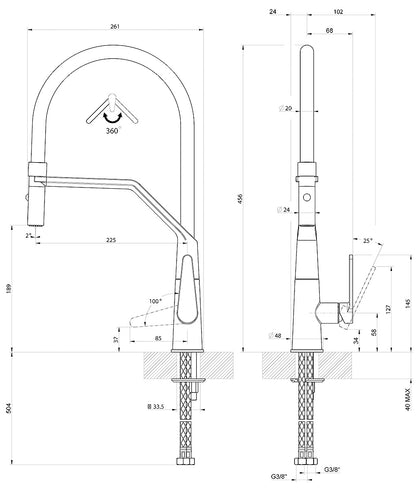 KeraDomo Armatur TONO PRO mit flexiblem Bogenauslauf / Systemceram