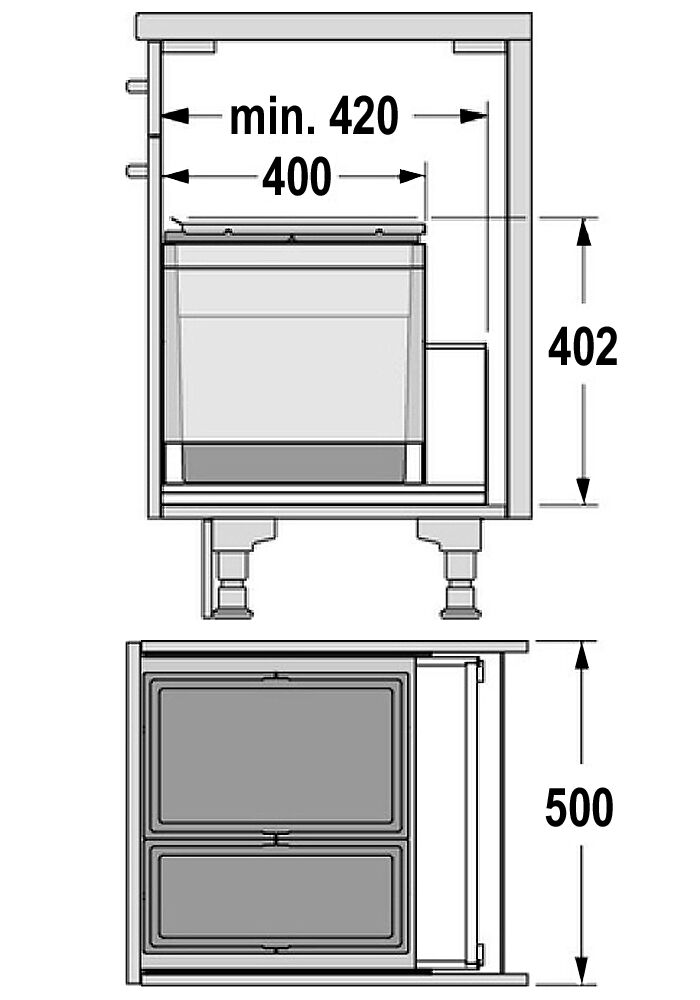 HAILO 3631581 Abfallsorter 46 (28+18) Liter TRIPLE XL 500 für 50 cm Schrankbreite – Bild 2