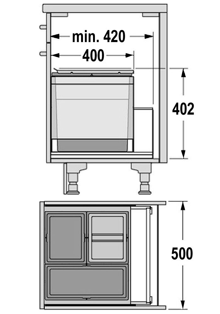 HAILO 3631591 Abfallsorter 44 (18 + 2x13) Liter TRIPLE XL 500 für 50 cm Schrankbreite – Bild 2